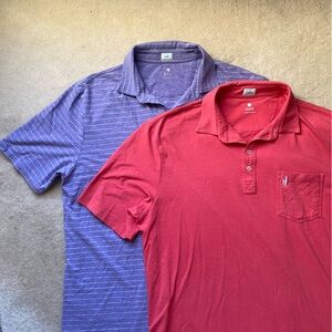 Lot of 2 Johnnie-O Hangin’ Out Short Sleeve Polo Shirts Mens XL Purple Red Golf